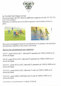 reprise et recrutement Football Club Dugny